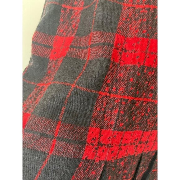 JS Scherrer Vintage Womens Pencil Skirt Size Large Black Red Plaid Wool Paris - Picture 14 of 14
